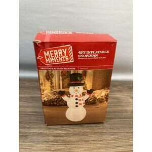 NEW Merry Moments 4ft SeIf Inflatable Christmas Snowman Lighted Yard Decor 2018